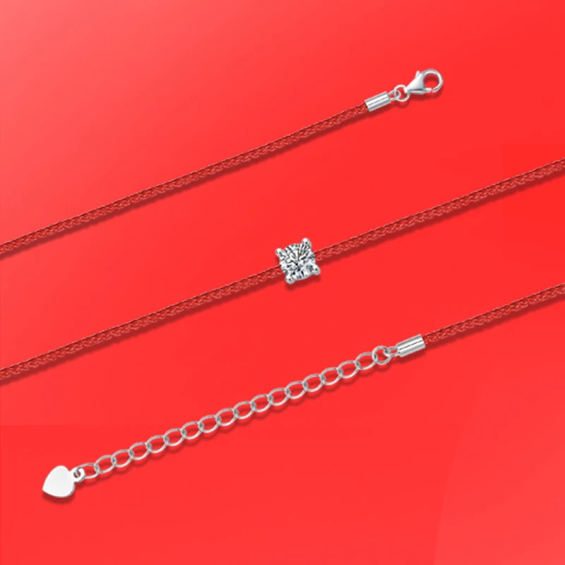 925 Sterling Silber 0,5ct D VVS Moissanit Rotes Seil-Armband für Damen Feiner Schmuck Hochzeit Verlobung Party Weihnachtsgeschenk – Detail 6