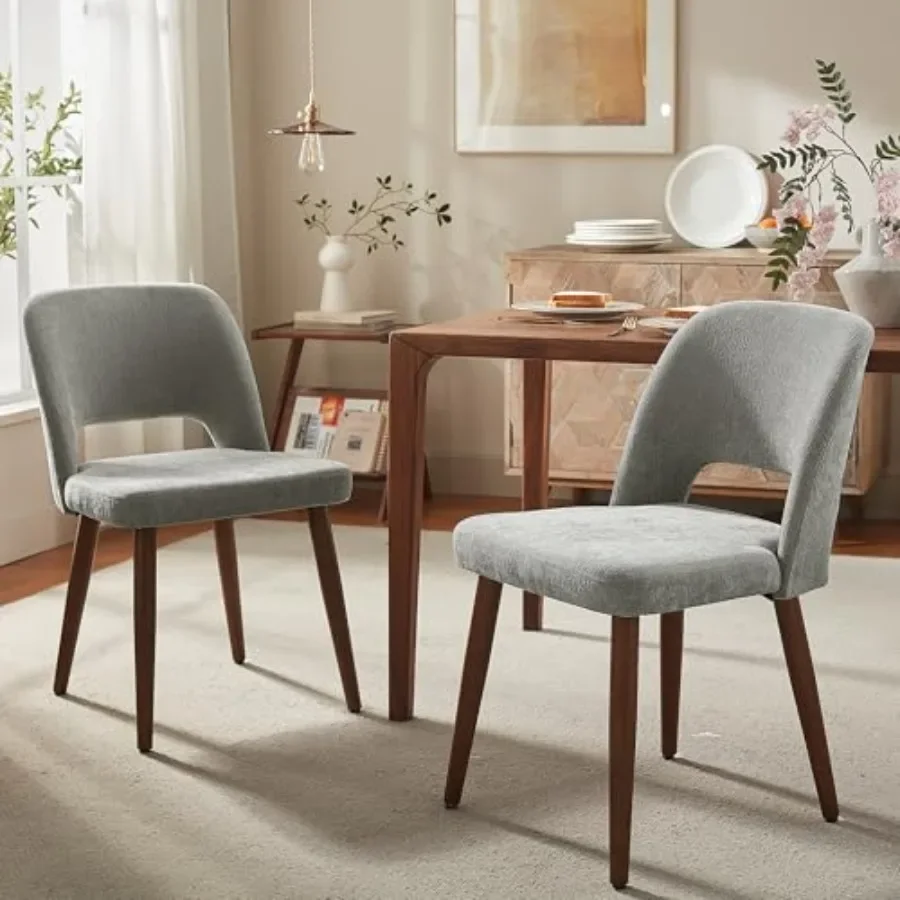 Wooden Dining Chairs Set of 2 for Dining Room, Solid Wood Frame with Fabric Upholstery, Beige Color, Ergonomic Design and Sturd