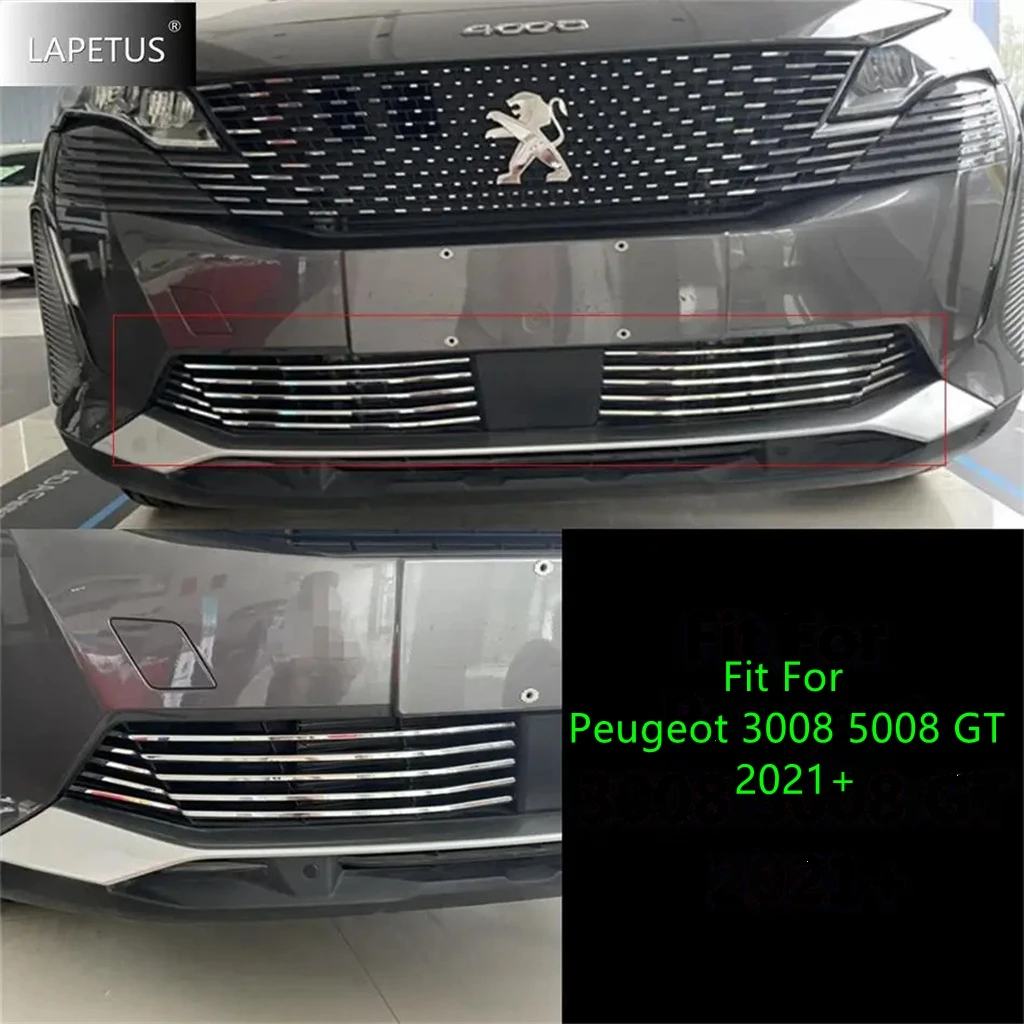 

Car Front Bottom Grille Racing Decor Stripes Cover Trim For Peugeot 3008 5008 GT 2021 2022 2023 Exterior Modified Accessories