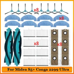 Piezas de aspiradora para Midea S5 + Plus Conga 2299 Ultra Home x-treme Genesis, cepillo lateral de rodillo principal, accesorios de filtro Hepa