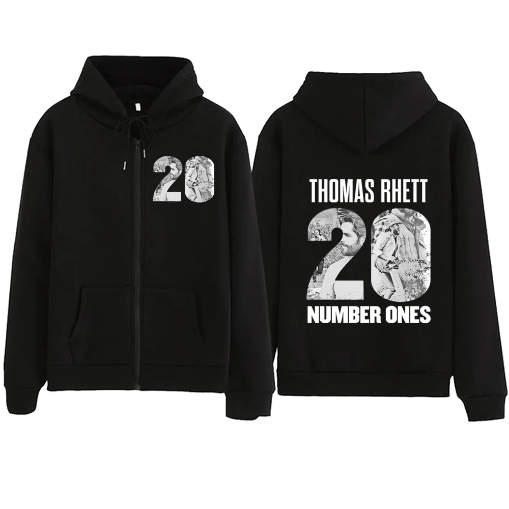 

20 Number Ones Thomas Rhett 2024 Zipper Hoodie Harajuku Pullover Tops Streetwear Music Fans Gift V-Neck Sweatshirts Spring