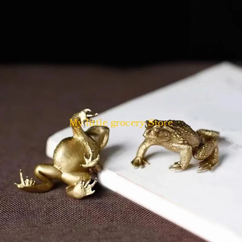 D5BD – sculptures miniatures grenouilles crapauds, Figurine d'animal en laiton, ornement Antique, décoration Fengshui