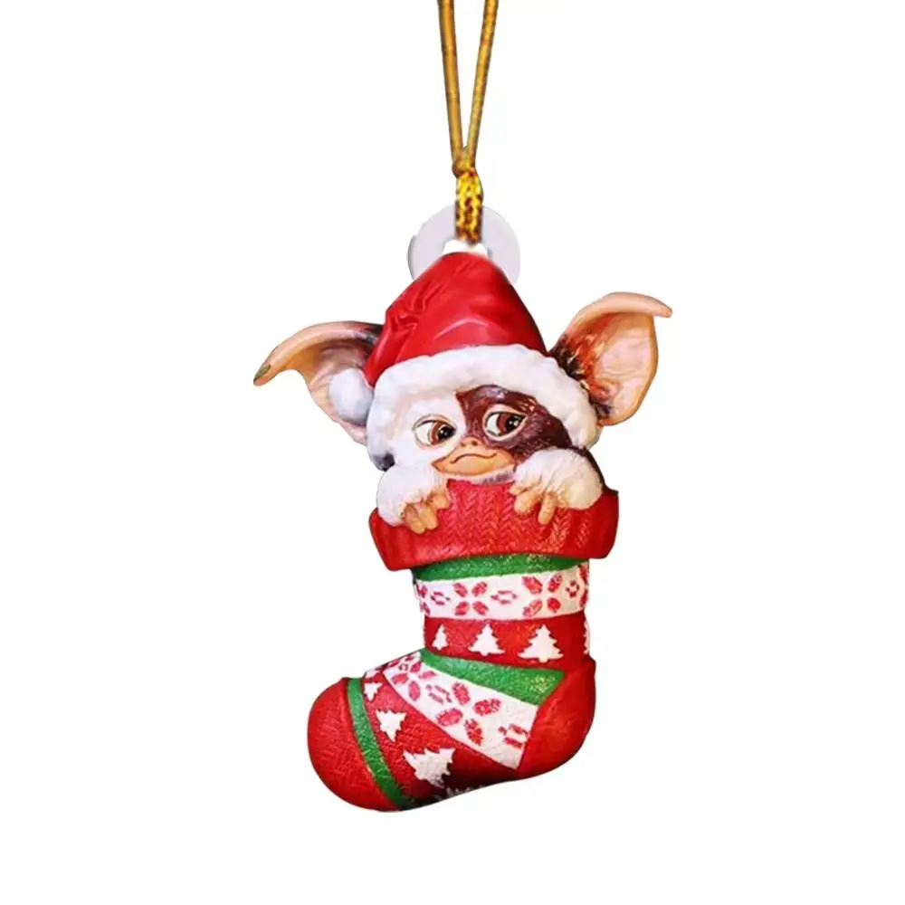 

Christmas Tree Decoration 2D Gremlins Santa Hat Socks Dog Acrylic Gremlins Gizmo Puppy Hanging Chrismtas Tree Pendants Holiday