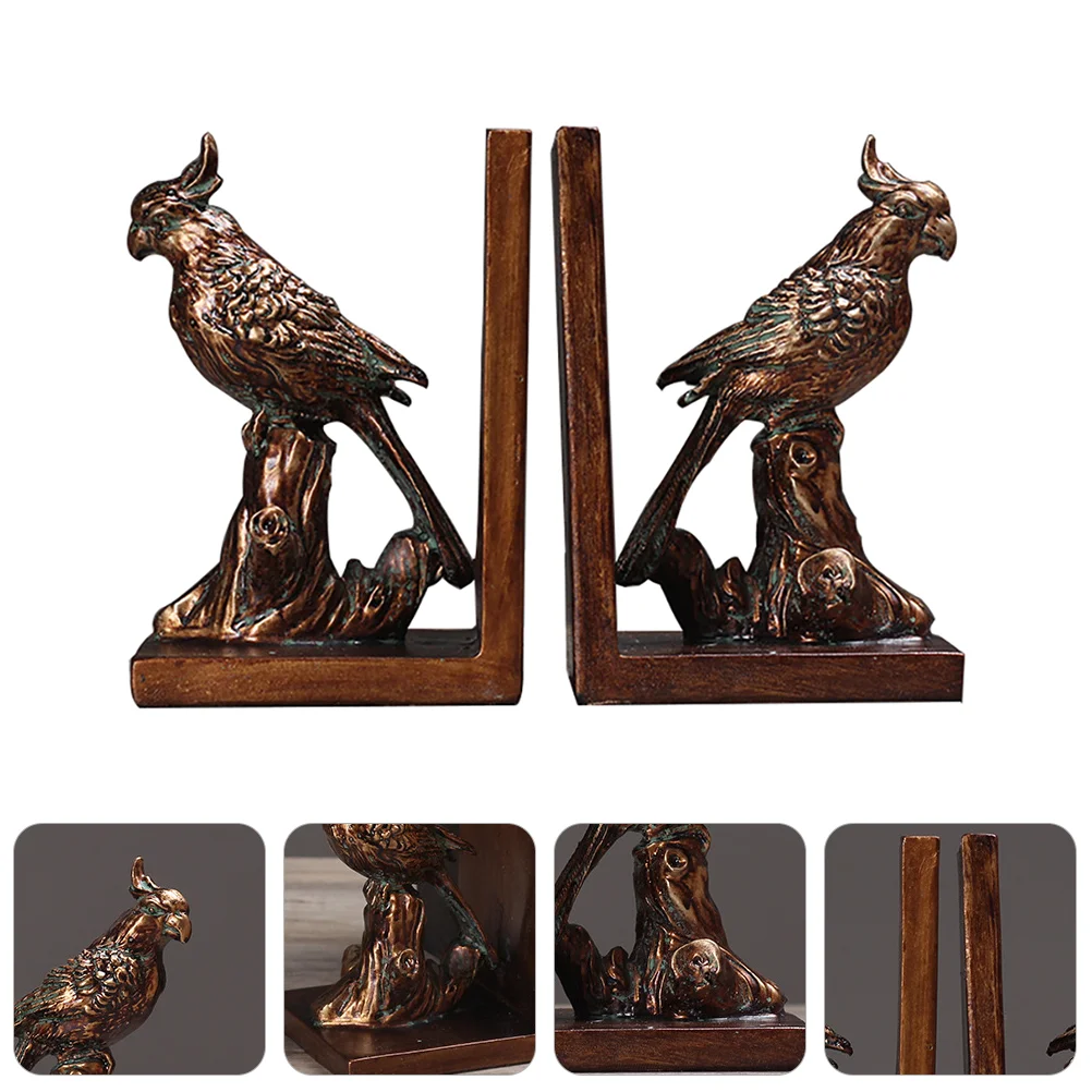 

American Parrot Bookends Stoppers Organizer Books Sturdy for Bookstore Supports Desktop Resin Shelves Country Style Heavy-duty