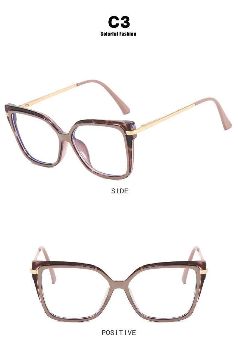 Modische Quadratische Cat-Eye-Brillenfassung aus TR90, 2025 Neue Mehrfarbige Option, Flachspiegel, Damen-Trendmodell, Einfache Blumenbrille – Detail 8
