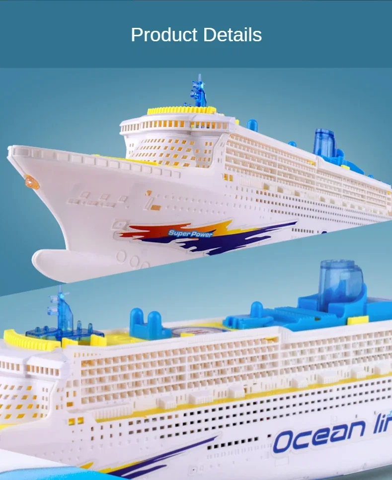 Children's Electric Universal Ocean Liner Ship Toy Model 49CM with Sound Music Cruise Boat Toy Automatic Steering