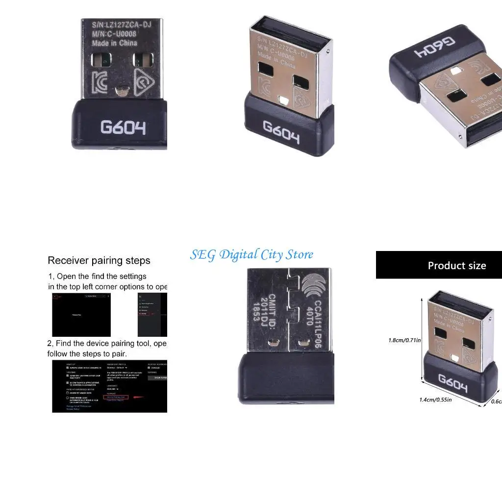 

U75B Easy Installation USB Mouse Receiver Adapters Compatible for G604 Mouse Builts