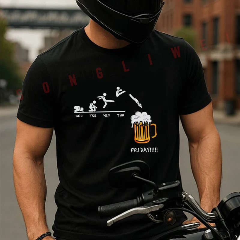 

This Guy Needs A Beer Funny Motorcycle T Shirt Cotton Summer Short-sleeved Casual Tee Men Women Streetwear T-shirt