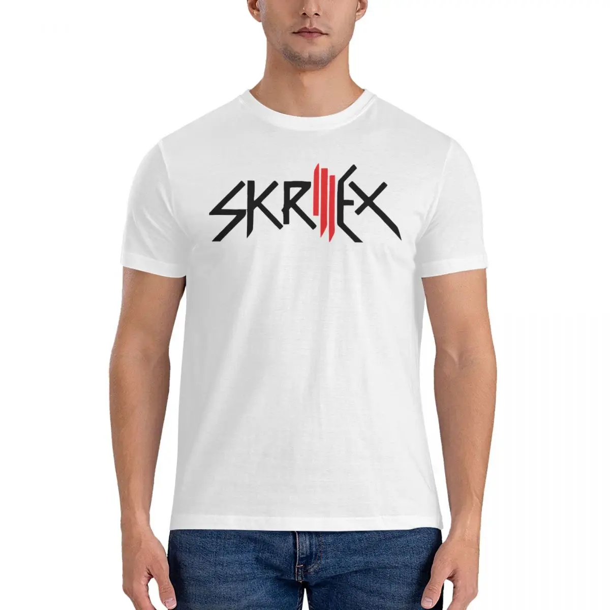 

Мужская футболка с надписью S-Skrillex, футболки для отдыха с коротким рукавом и круглым вырезом, хлопковая одежда с графическим принтом