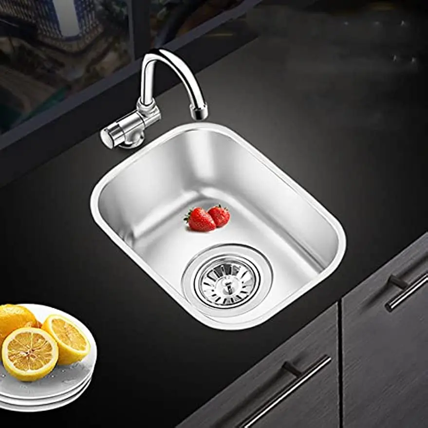 Stainless Steel Kitchen Sink Hand Wash Basin, Drop In 12.6x8.7x4.7inch Top Mount Deep Sinks for RV Caravan Camper Boat