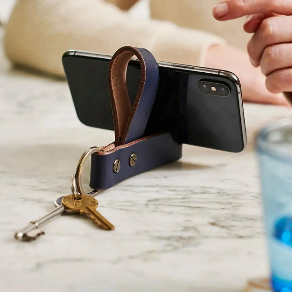 سلسلة مفاتيح محمولة بحامل هاتف جلدي - ألوان ملحقة متوفرة متعددة في H7J4