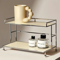 Nordic Style Acrylic Vanity Organizer, Sleek Black Countertop Display Rack for Cosmetics, Perfumes, Cup Storage
