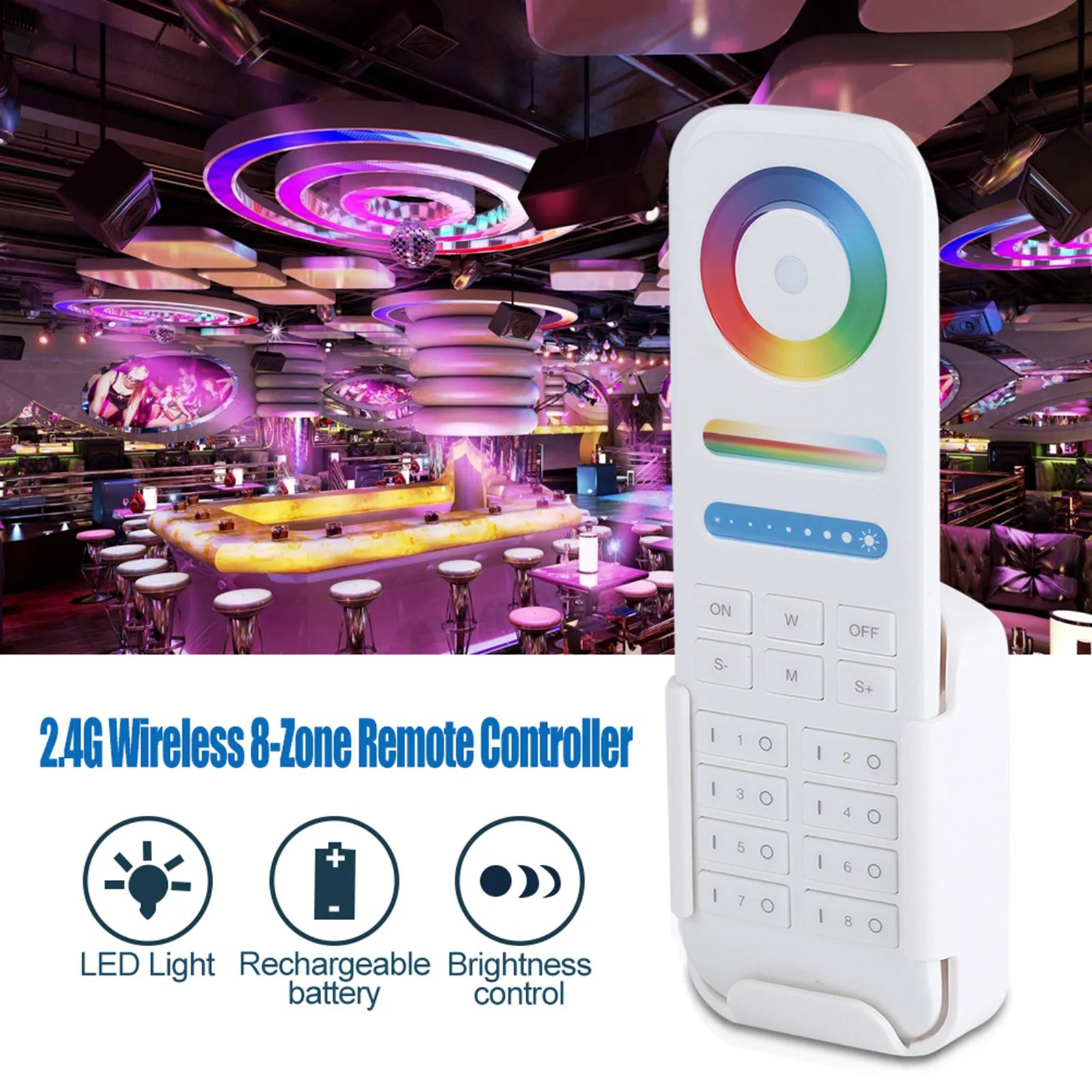

Milight 2.4G Wireless 8-Zone Remote Controller for RGB+CCT LED Bulbs Strip Lights RGB Light Controller LED Remote Controller