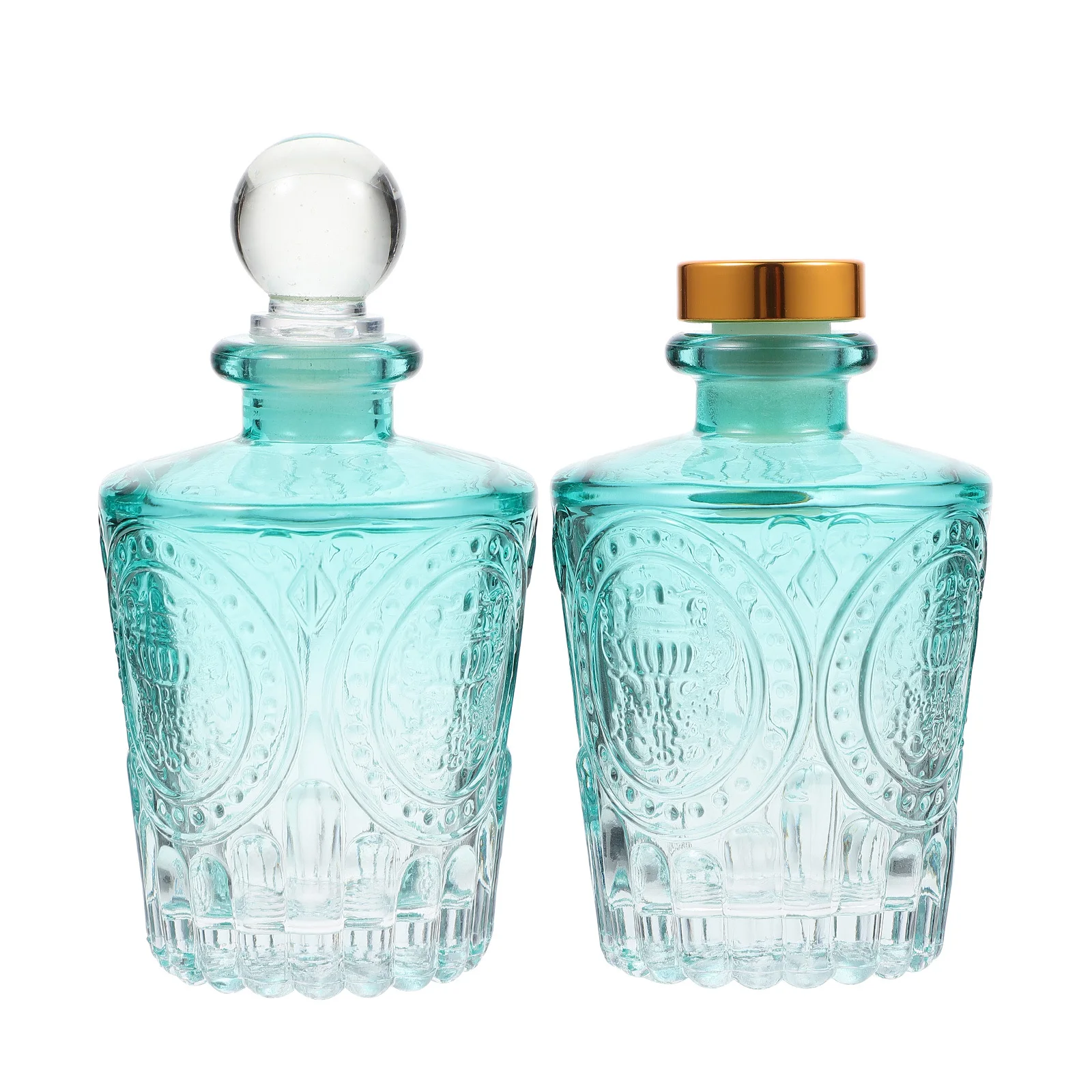 

2Pcs Glass Carved Aroma Bottles Essential Oil Storage Refillable Bottle Perfume for Home Diffuser Spa Use Aromatherapy Bottles