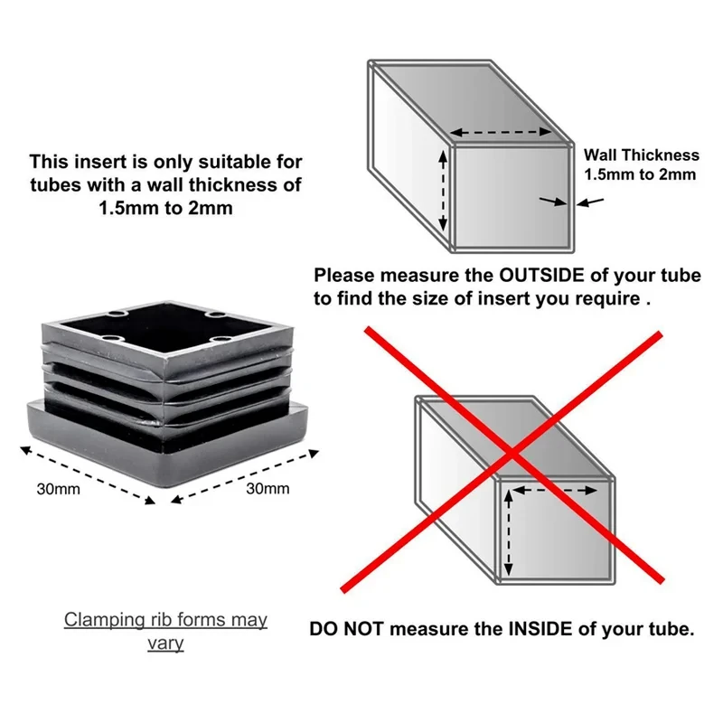 Factory WholesaleRectangle Plastic Black Blanking End Caps Furniture Leg Tube Pipe Inserts Plugs Bung Decorative Dust Cover