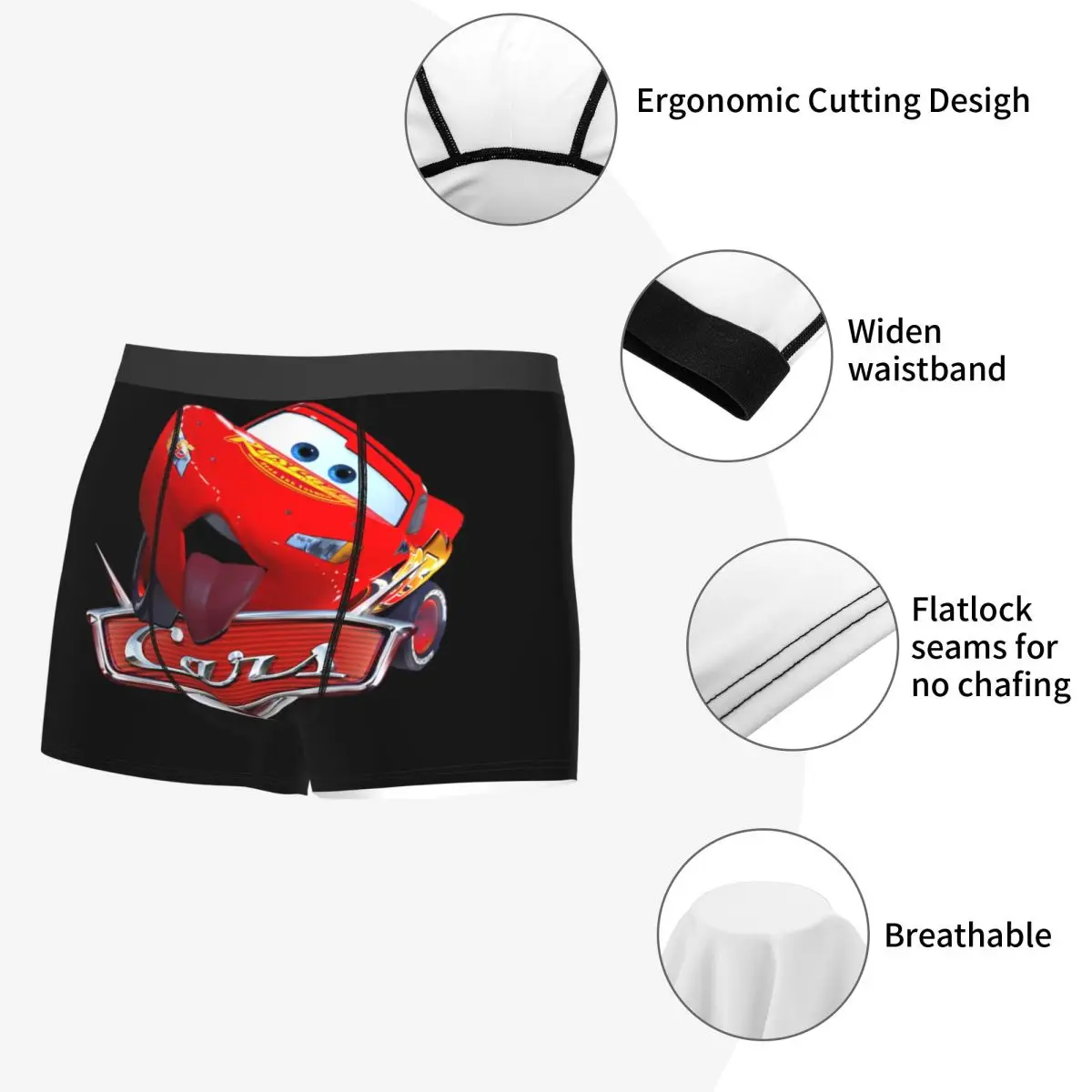 Dessin animé personnalisé foudre Mcqueen voitures Boxer Shorts hommes impression 3D mâle respirant culotte de sous-vêtements slips