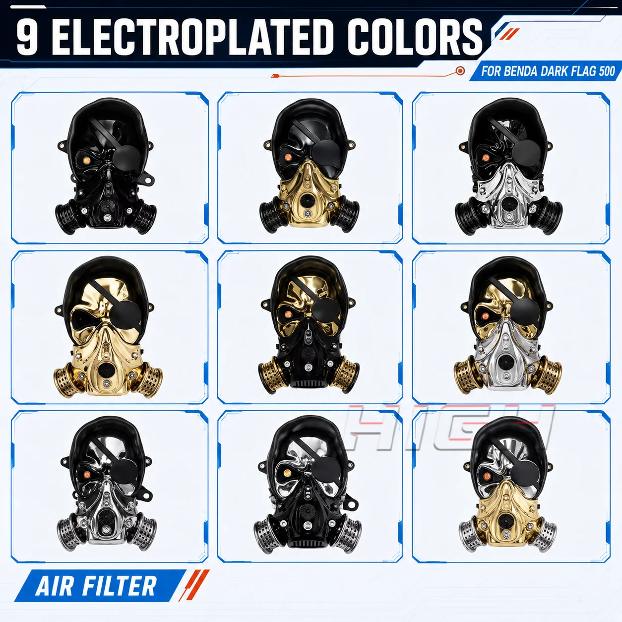 FIT FOR BENDA DARK FLAG 500 500 dark flag Pirate Skull Air Filter for darkflag 500