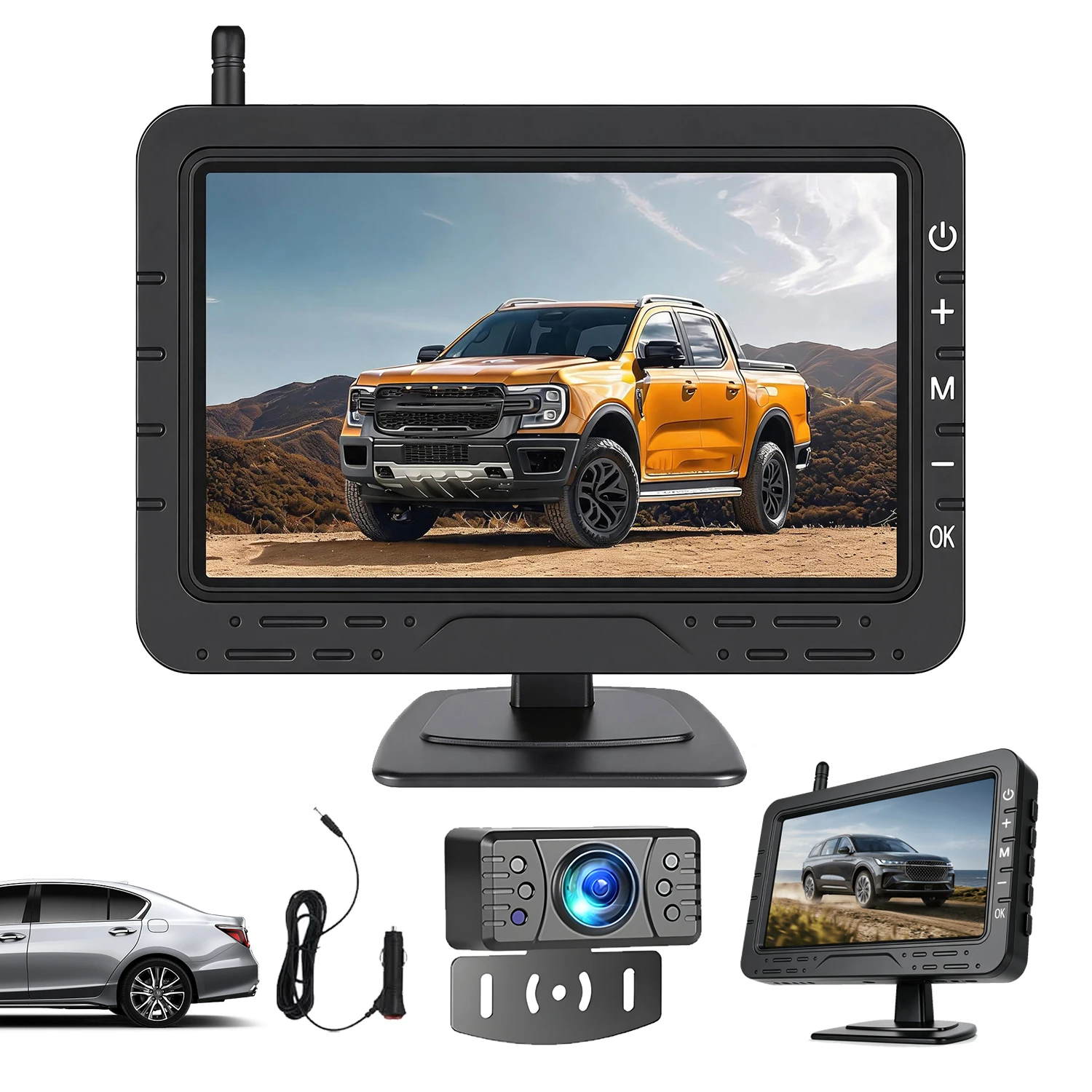 Kit de moniteur de caméra de recul IPS 4,3 pouces, rapport de contraste élevé 700:1, lignes de guidage de stationnement réglables, système de caméra de recul HD pour la sécurité du stationnement des voitures, camions, camping-cars et autres véhicules.