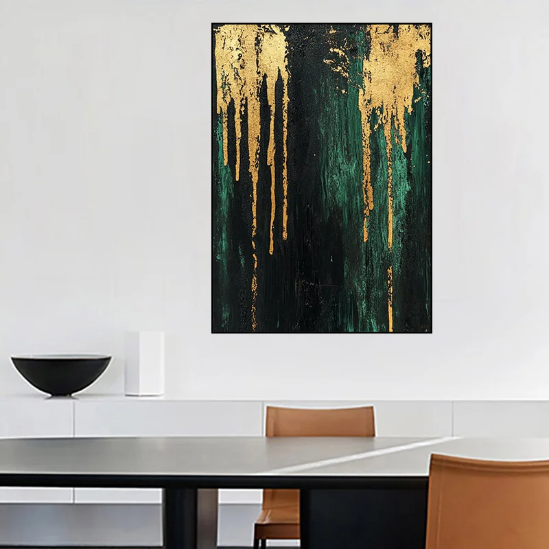 

Hand Drawn Oil Painting Texture Mural On Canvas Gold Foil Mural Hotel Decoration Painting Living Room Foyer Hanging Picture
