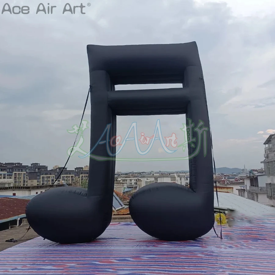 5m H Customized Giant Inflatable Black Music Note for Concert Decoration Exhibition