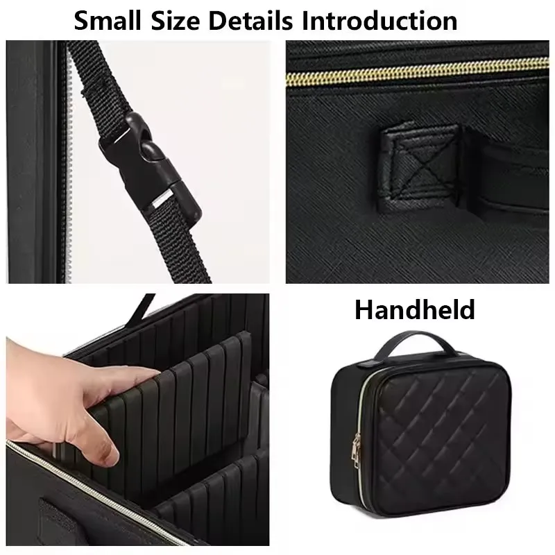 حقيبة مكياج احترافية للسفر للسيدات كبيرة الحجم مع مرآة 3 ألوان LED حقيبة مكياج للنساء، حقيبة قطار مستحضرات التجميل صندوق تجميل