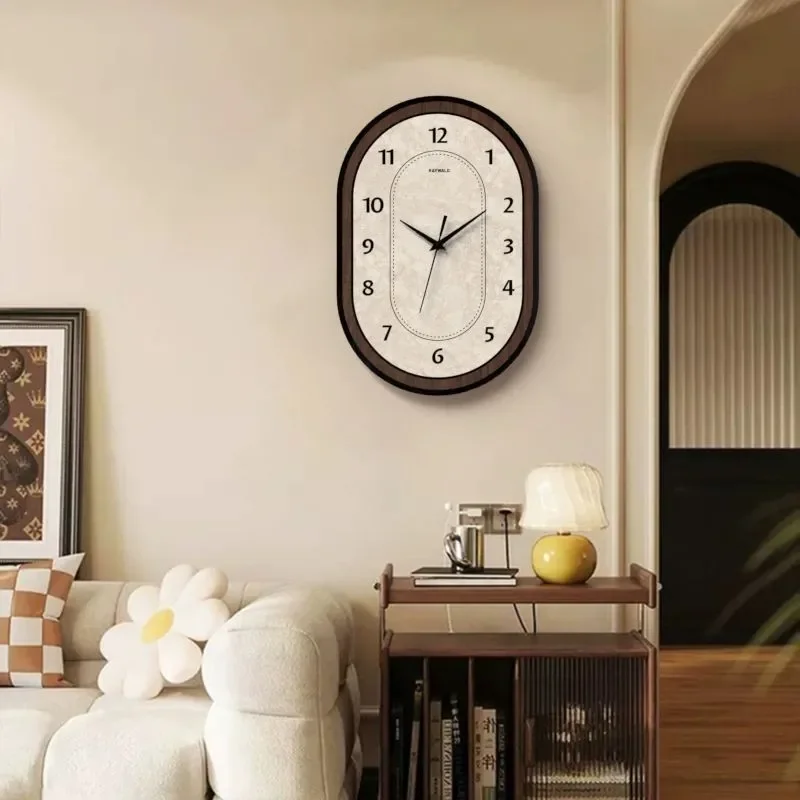 

Home Decor Medium style living room wall clock home silent clock French retro quartz watch bedroom study wall without hole punch
