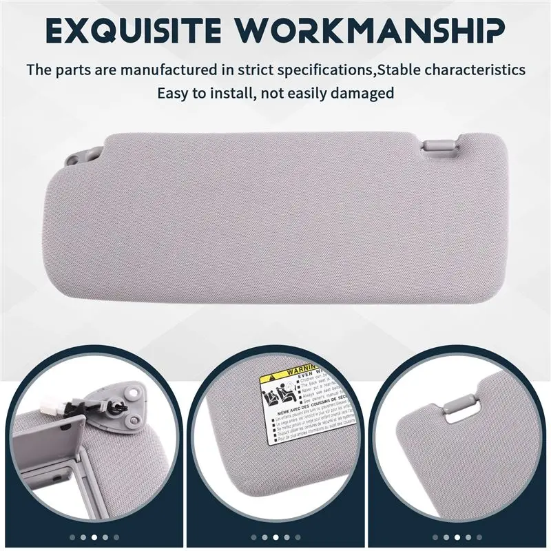 Durable-852013K010QS 852023K000QS 1SET Car LH RH Sun Visor Gray Cloth For SONATA 2006-2010
