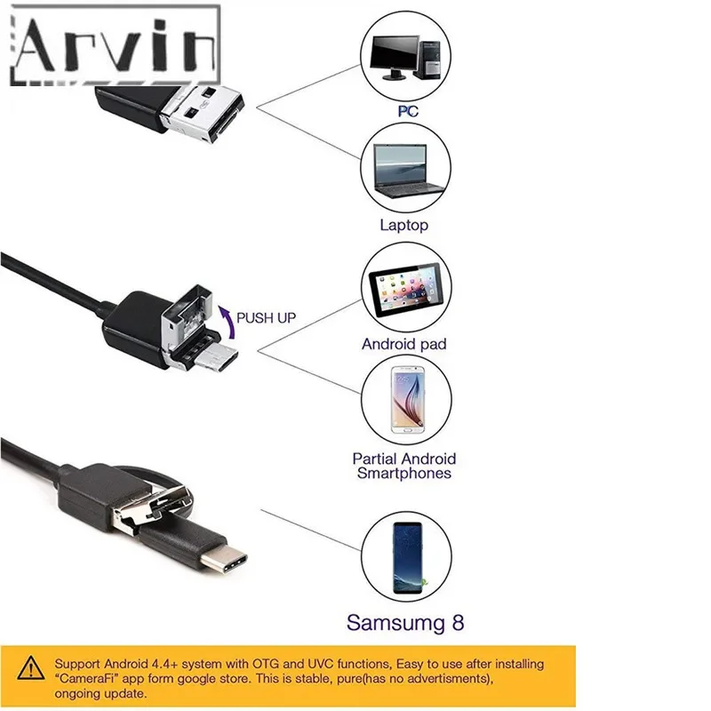 Imagem -02 - Câmera do Endoscópio do Micro Usb Endoscópio do Wifi Inspeção Impermeável Mini Iphone Telefone do Andróide