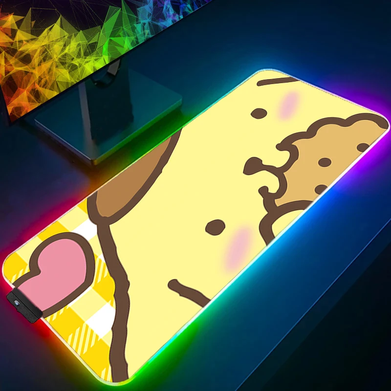 

LED Mouse Pad Pompompurin Gaming Large Lock Edge Gamer Keyboard Desk Mat Table Carpet RGB Mousepad XXL Backlight For Computer CS