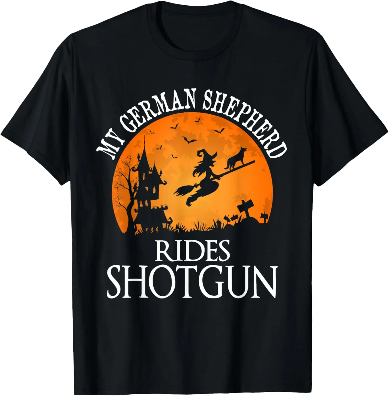 German Shepherd Rides Shotgun Dog Lover Party T-Shirt