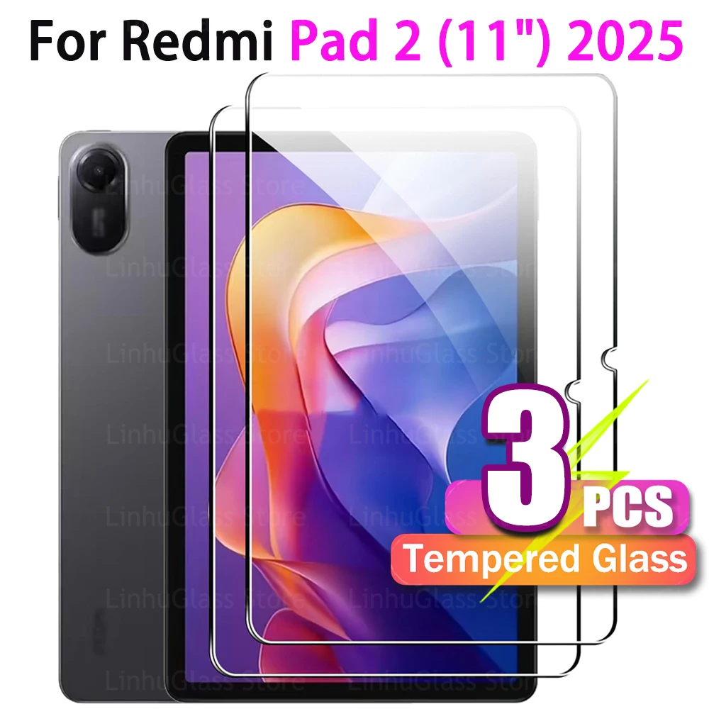 Закаленное стекло премиум-класса для Redmi Pad 2 (11,0 дюйма), 2025 г., устойчивая к царапинам, защита от отпечатков пальцев, HD, прозрачная защитная пленка для экрана