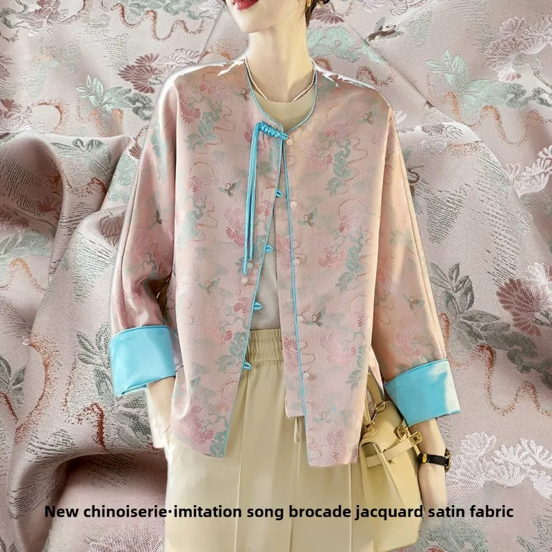 

Сосновый лес, журавль, имитация песен, парча, жаккардовая ткань Cheongsam, жилет в национальном стиле, костюм Тан, парчовая ткань Hanfu, рукоделие