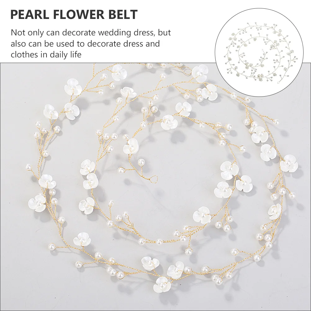 

Bride Zinc Alloy Pearl Flower Waist Belt Elegant Bridal Sash Wedding Dress Accessory Chic Wedding Decoration Bridal Sash