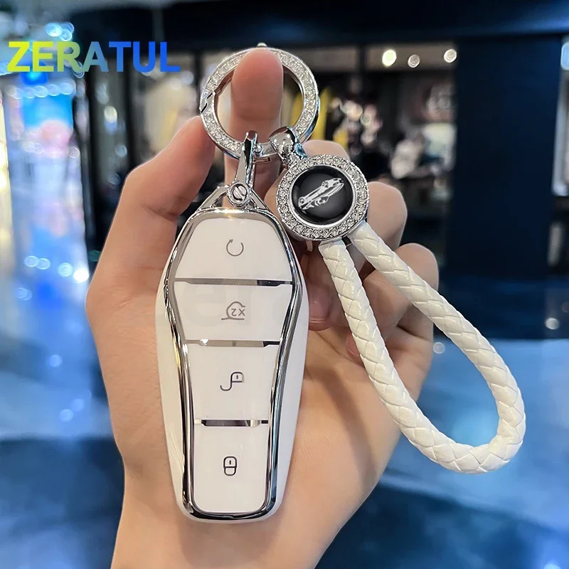 Funda suave de TPU para llave de coche, 4 botones, para BYD Qin Plusdmi Atto 3 Han EV Dolphin, funda protectora para Control remoto, accesorios duraderos
