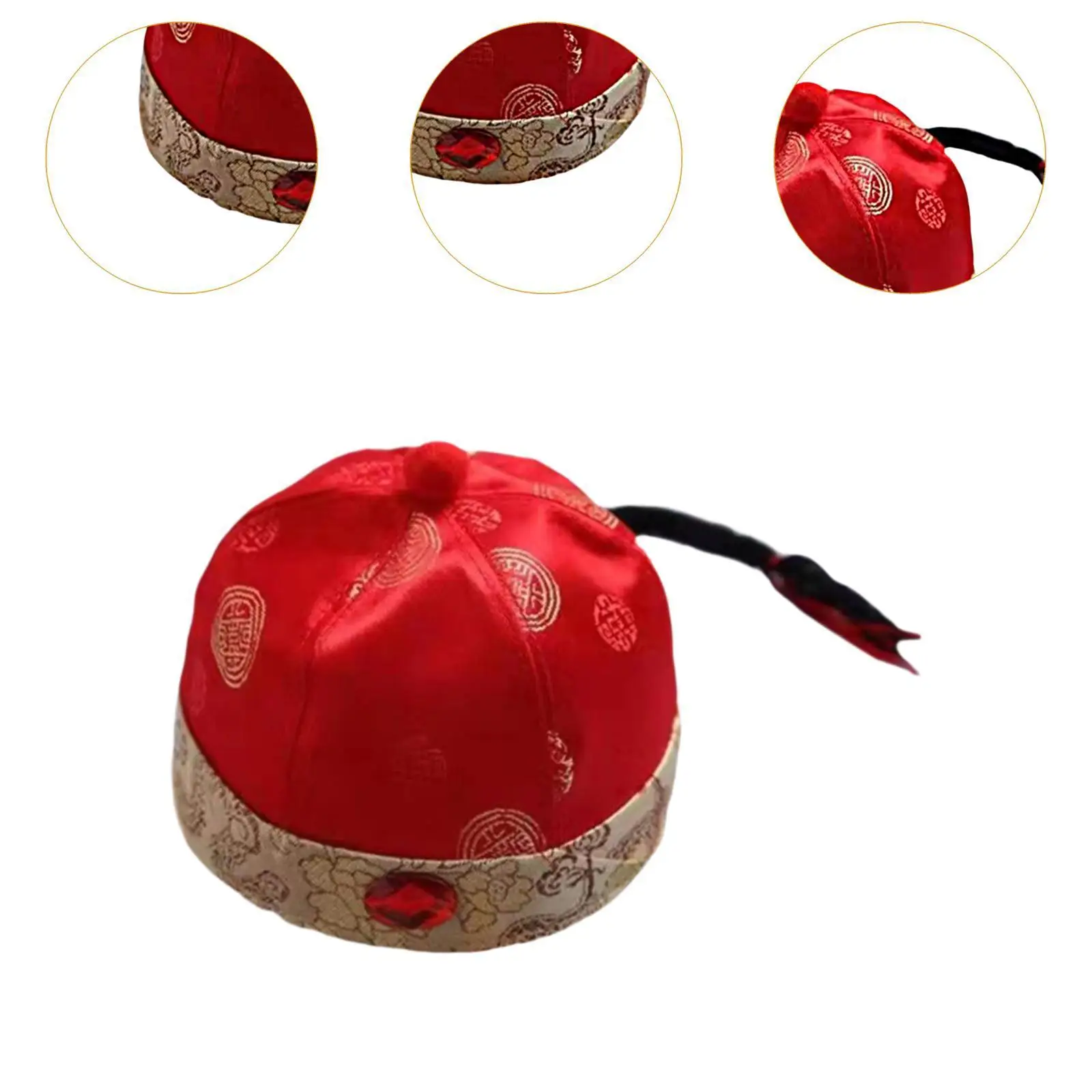 Chinese Oriental Hat Funny Qing Emperor Hat for Theme Party Fancy Dress Show