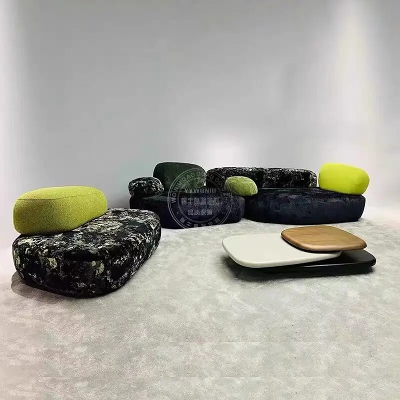 

Italian light luxury pebble module combination living room lobby fabric sofa