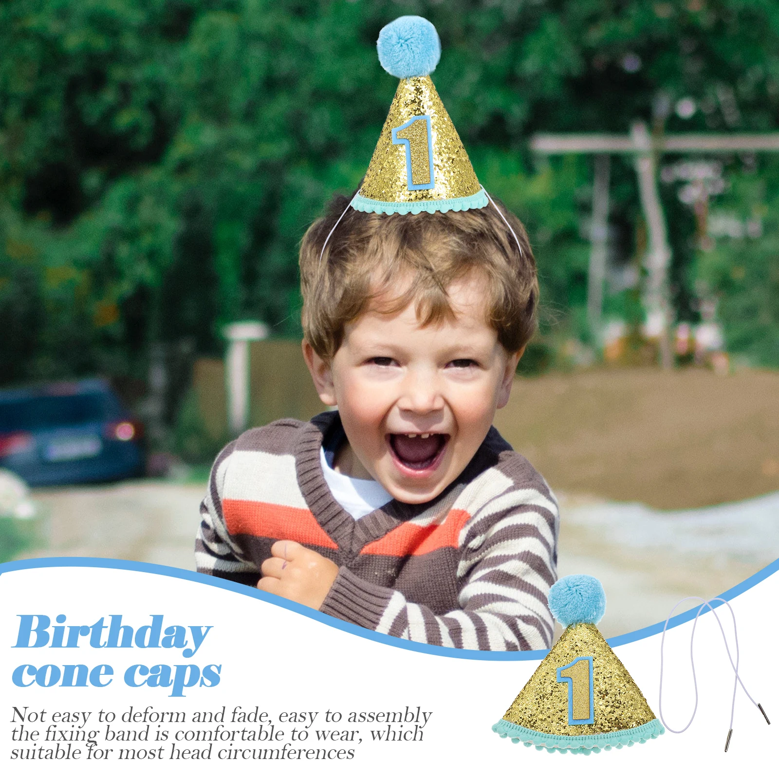 

Children's Birthday Cone Hats Cloth Party Hat for Kids Photo Prop Colorful Bonnet First Cap Baby Shower Event Decor