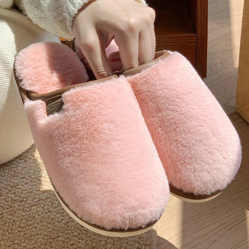 Crestar Women Warm Fuzzy Slippers Winter New Plush Indoor Flat Slides Comfy Soft Sole Fur Men Shoes Fluffy House Cotton Slippers - view 6
