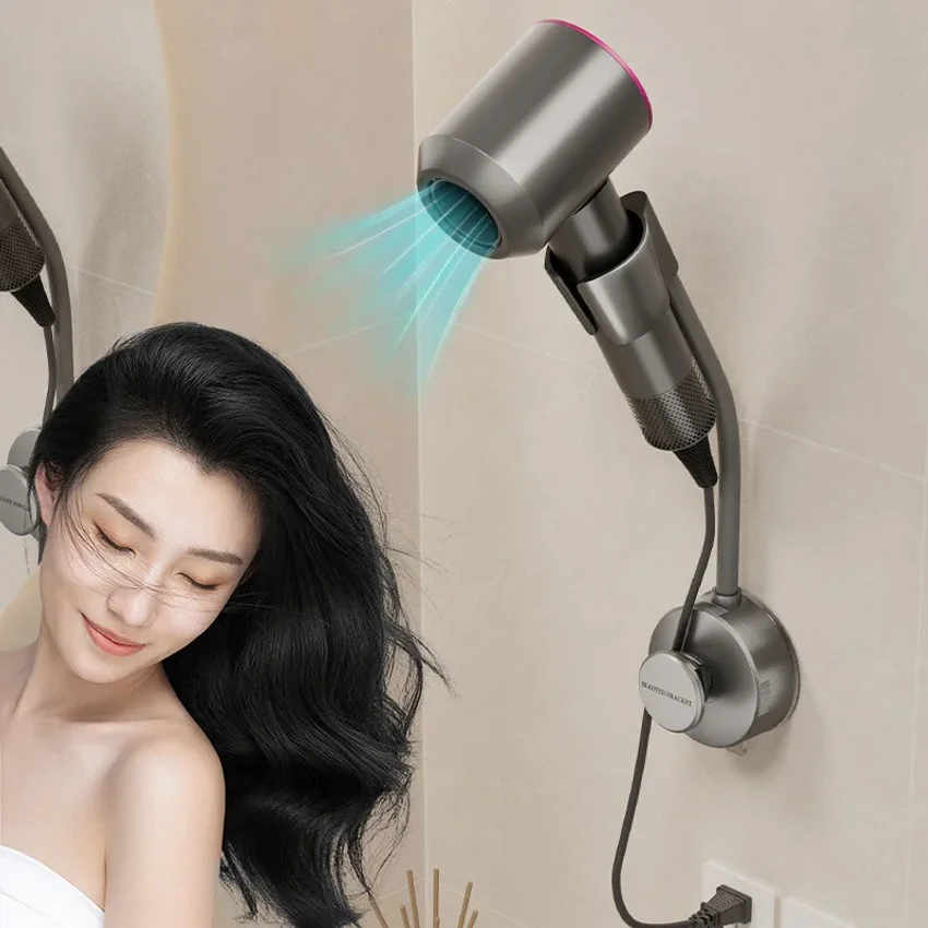 

Powerful Suction Cup Hair Dryer Stand Bathroom Shelf Bathroom Organizer Shower Organizer No Need To Hold By Hand Hanging Rack