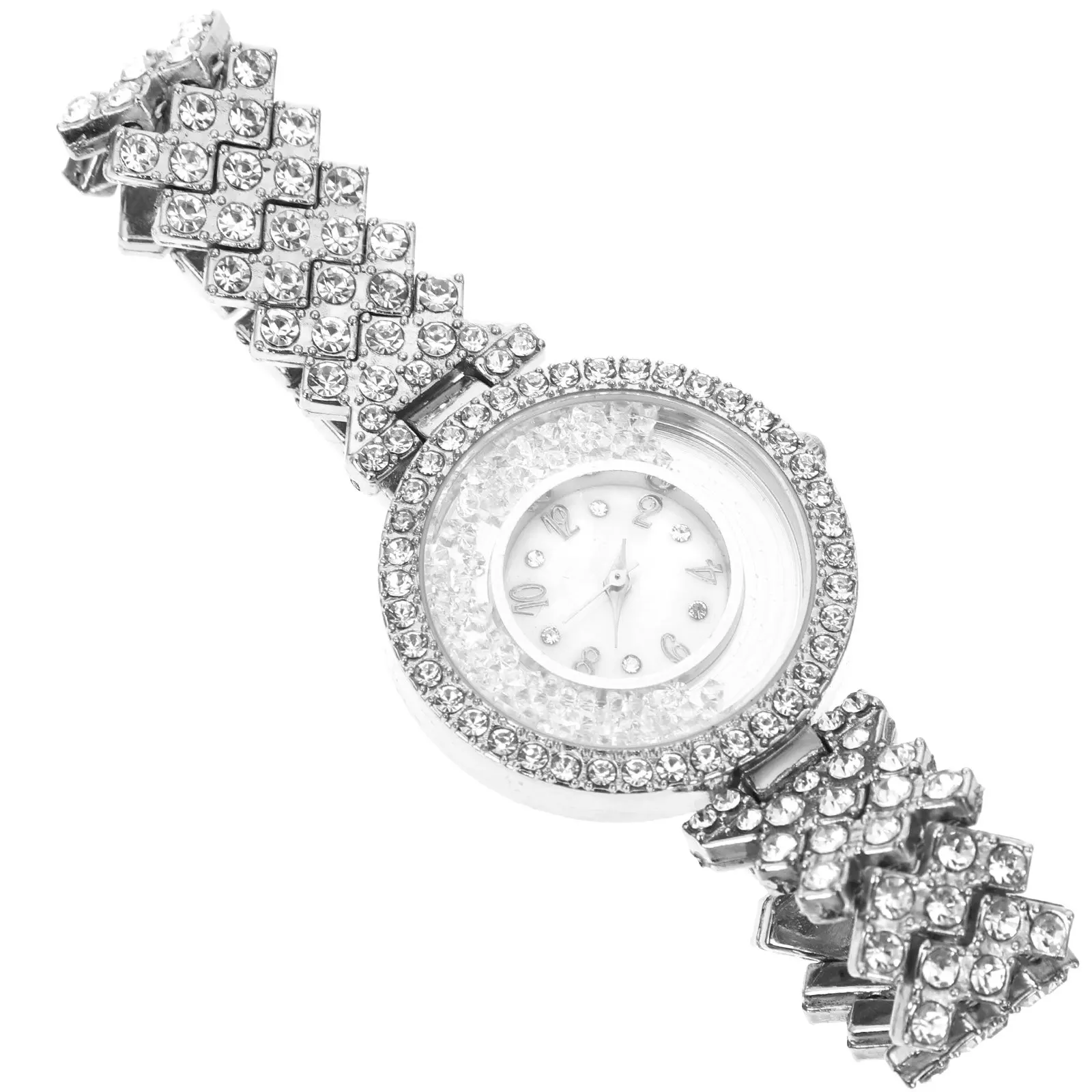 Luxury Rhinestone Watch Women Steel Band Alloy Strap Scratch Resistant Elegant Diamond Decorated Quartz Wristwatch Fashion