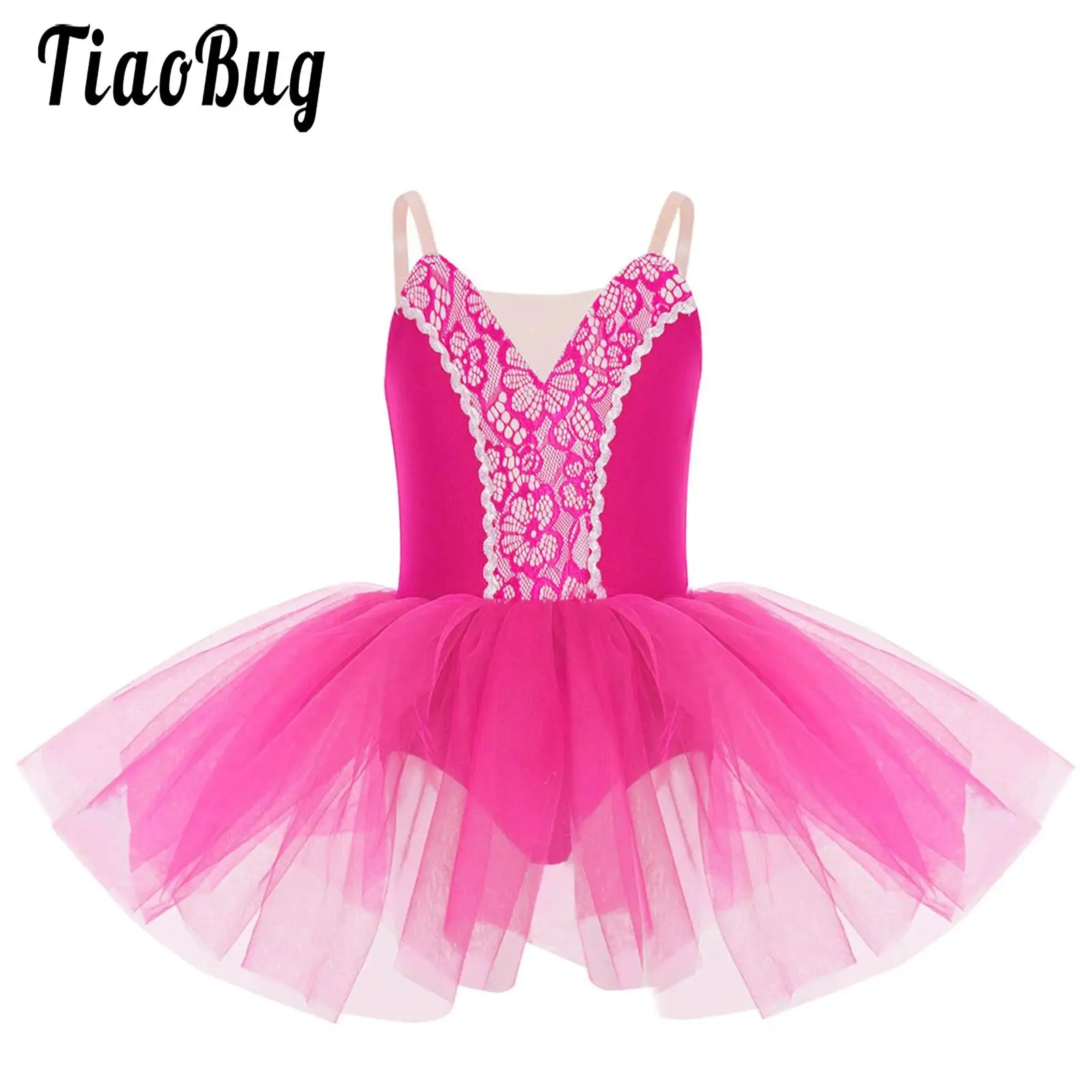 

Kids Girls Ballet Dance Tutu Sleeveless Leotards Tulle Skirted Dress Ballerina Gymnastics Skating Stage Performance Dancewear