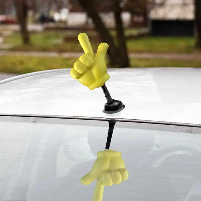 Hand Gesture Car Antenna Ball Yellow Antenna Topper Creative Foam Car Styling Roof Ornament Easy To Find Car In The Parking Lot