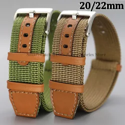 20mm 22mm Nylon Leather Watchband Braided Soft Bracelet Military Sport Wrist Band for Hamilton for Smartwatch Canvas Watch Strap