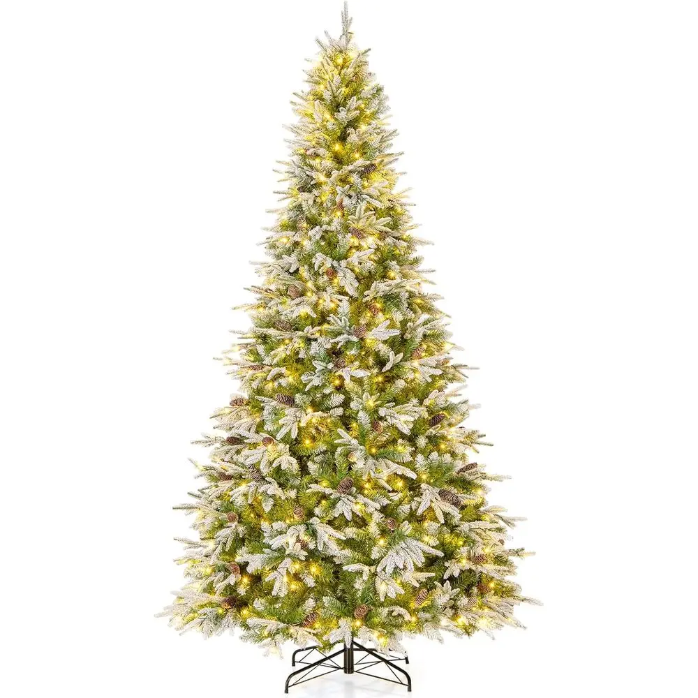 

Pre-Lit Artificial Christmas Tree, Hinged with 690 Warm-White LED Lights, 1871 Tips, 117 Pine Cones, Lighted Tree or Office Home