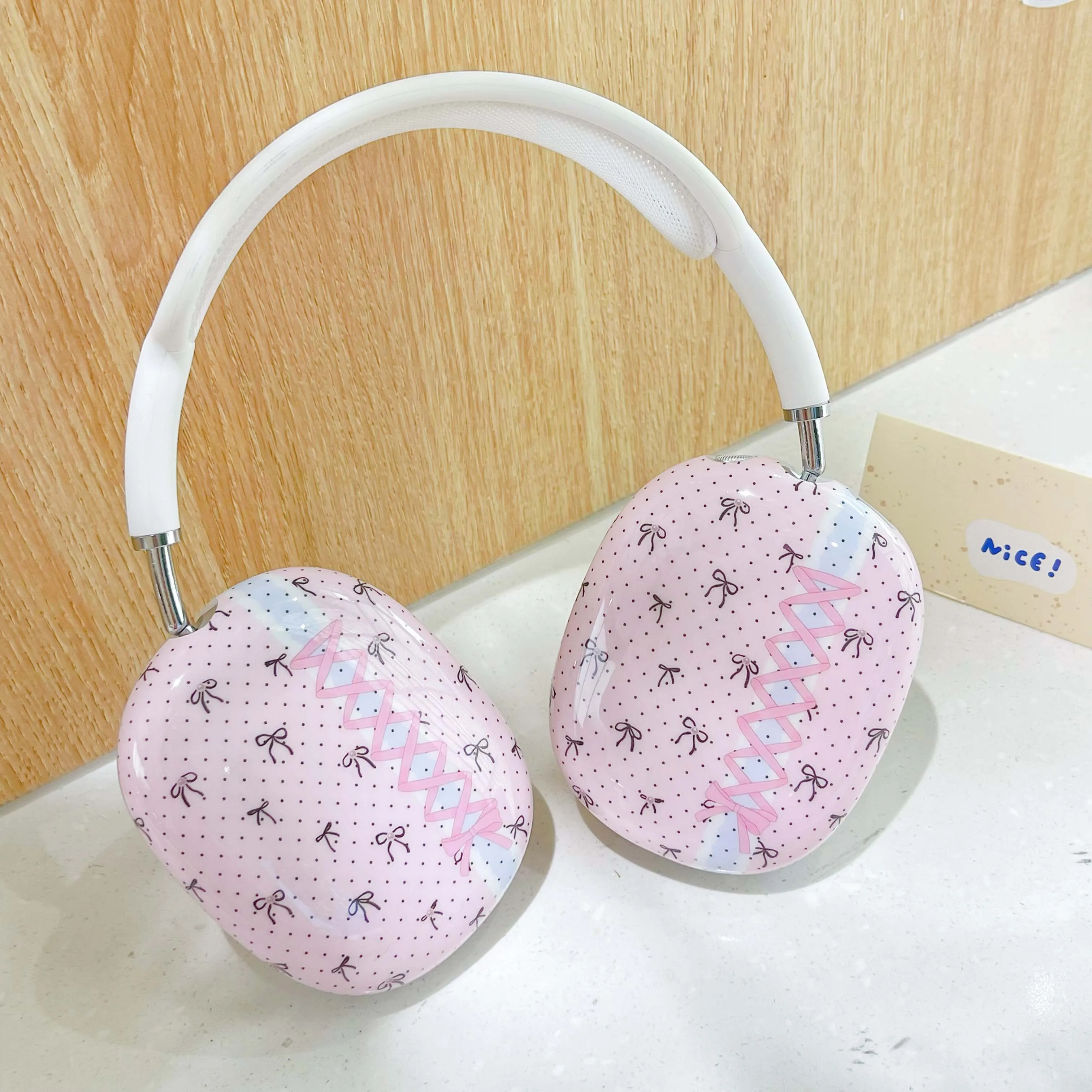 Ins pink bow protector headset earphone case for apple airpods max cartoon cute cover for airpodmax cover funda