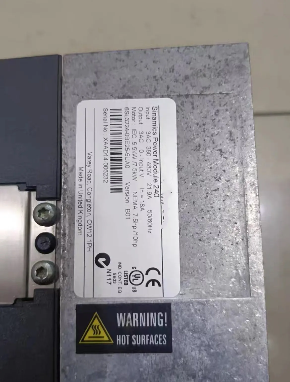 Imagem -05 - Power Module 5.5kw Não Processado 6sl32240be255ua0 Testado ok Sinamics-g120 Pm240