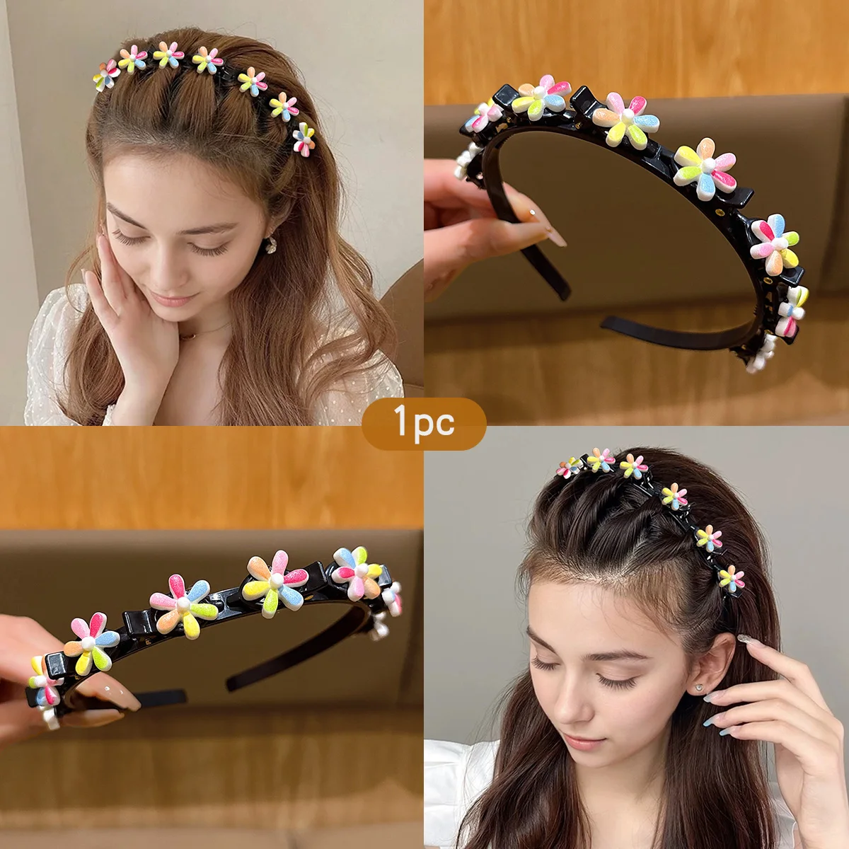 

1, милая плетеная повязка на голову с цветком подсолнечника, аксессуар для волос, подходящий для ежедневного использования