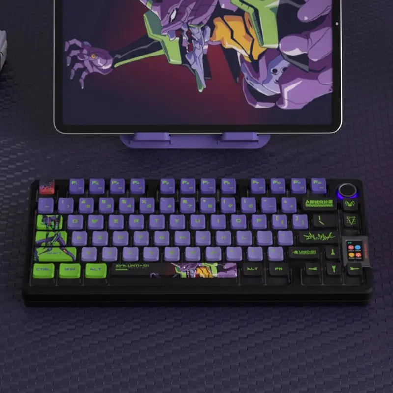 Imagem -02 - Anime Japonês Eva Keycaps Lados Keycap Translúcido para Gaming Teclado Mecânico 122 Chaves Perfil Oem Sublimação Pbt