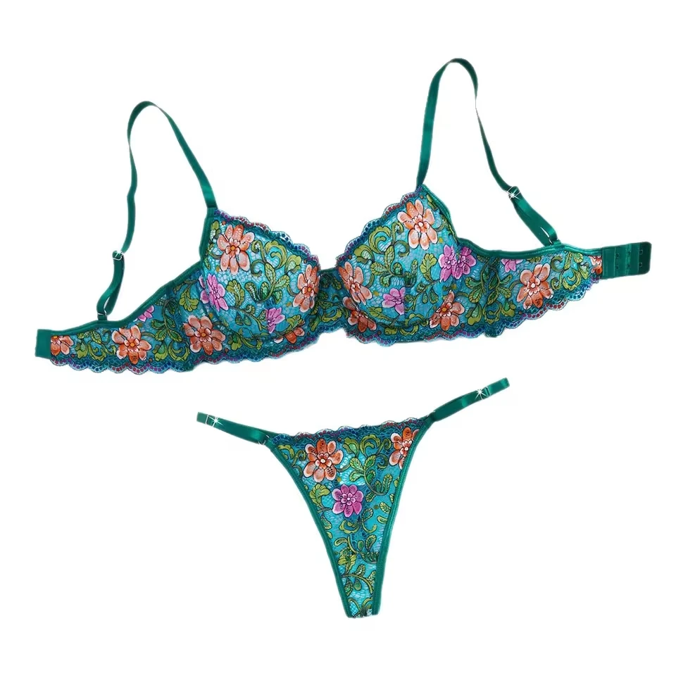 

Multicolor Floral Lace Printed Bra Womens Erotic Seductive Underwears Apparels Clothings Womens Seduction Sexy Lingerie Set