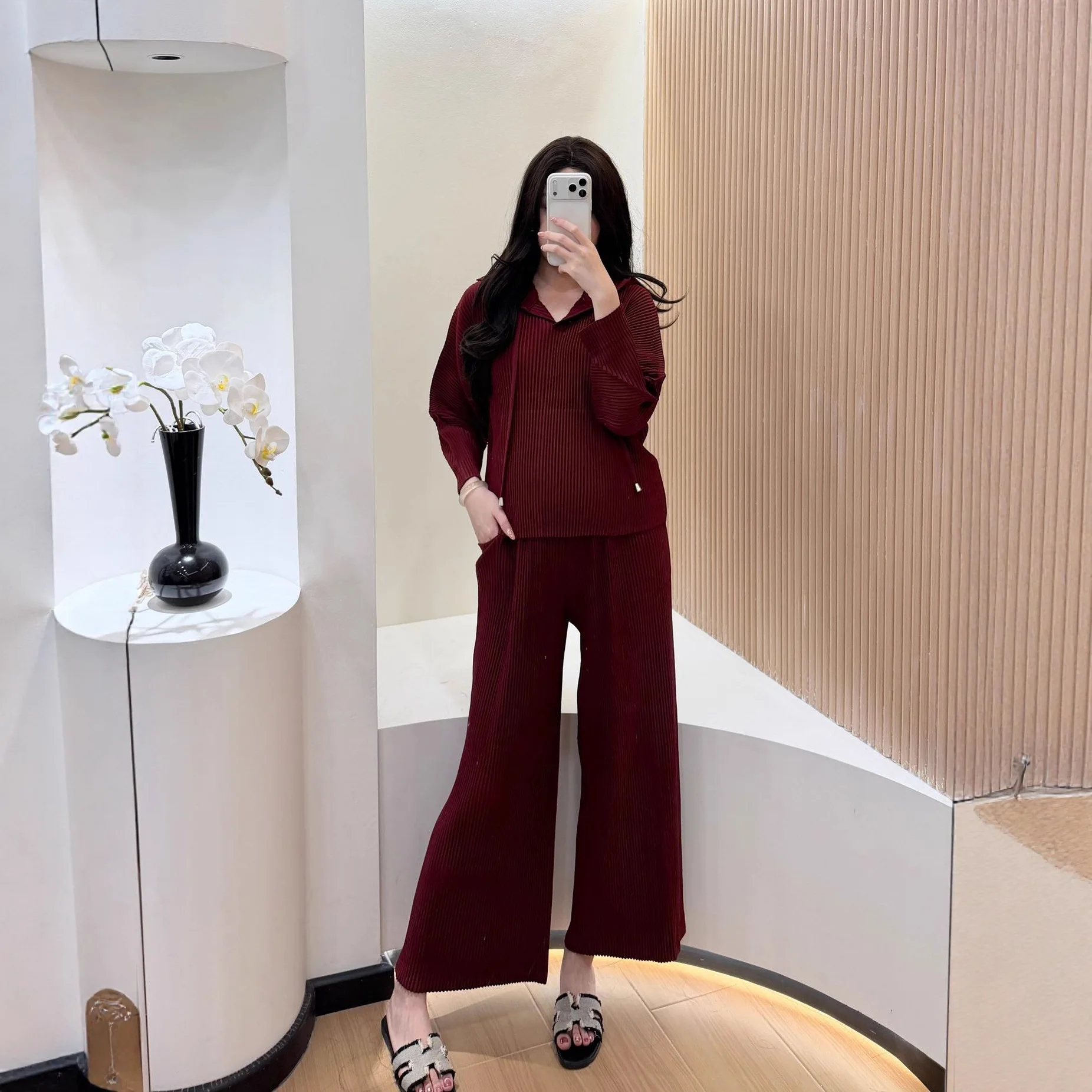 المرأة هوديي السراويل المستقيمة 2 قطعة مجموعة عيد مسلم البدلة مقنعين البلوز بنطلون علوي فرقة طيات رمضان المغرب وتتسابق